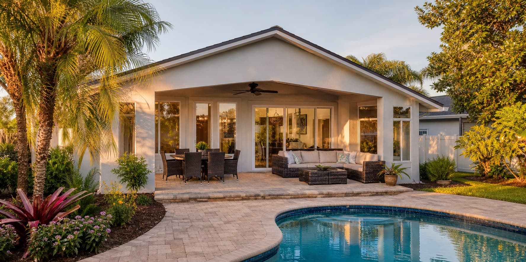 Representative private home with a pool and covered patio in the Maitland area